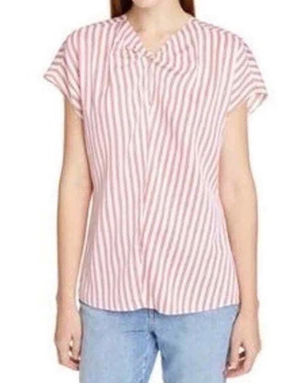 Lewit Silk Striped Sleeveless Red White Shell Casual Blouse Women’s Size S NWOT